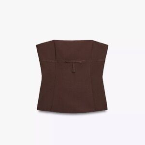 Zara Dark Brown Strapless Crop Top